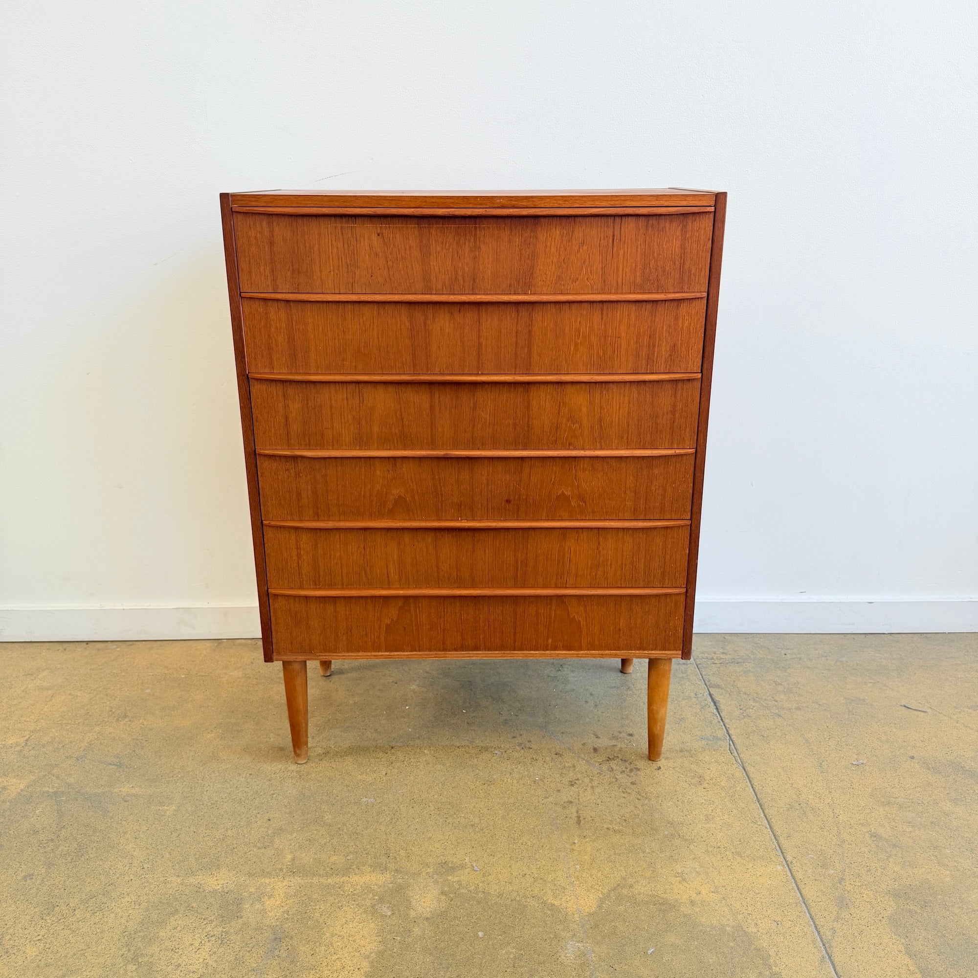 modern tallboy dresser Danish Modern Teak 6 Drawer Tallboy Dresser – enliven mart
