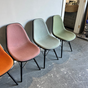 Authentic Herman Miller Eames Upholstered set of 8 multicolor dining chairs - enliven mart