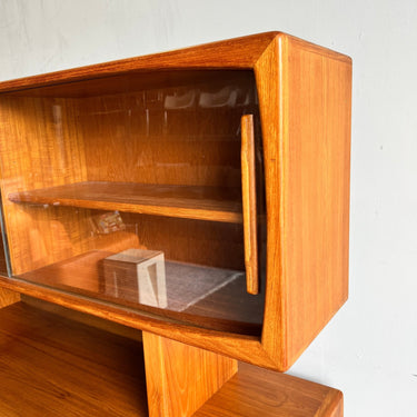 Danish Bernhard Pedersen & Son Modern Teak Tambour Door Credenza and Hutch - enliven mart