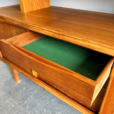 Danish Bernhard Pedersen & Son Modern Teak Tambour Door Credenza and Hutch - enliven mart