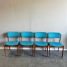 Danish set of 4 dinings chairs in teak and blue fabric, Erik BUCH - 1960s - enliven mart