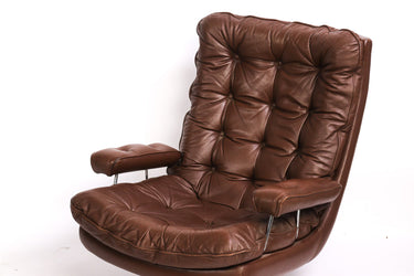 Vintage Sam Larsson Swivel Leather Armchair for DUX, 1970s (Two available)