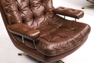 Vintage Sam Larsson Swivel Leather Armchair for DUX, 1970s (Two available)