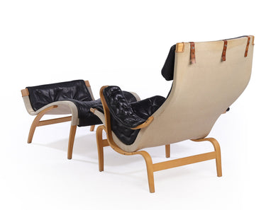 Danish Modern Bruno Mathsson Pernilla Armchair with Ottoman (Leather)
