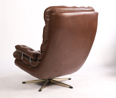 Vintage Sam Larsson Swivel Leather Armchair for DUX, 1970s (Two available)