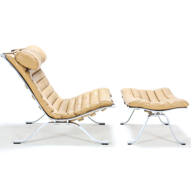 Vintage Arne Norell “Ari” Leather Lounge Chair and Ottoman