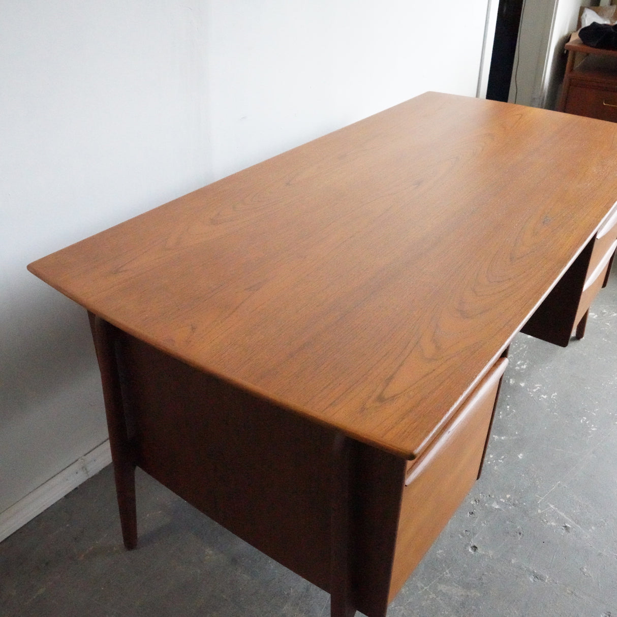 Vintage Danish Executive Teak Desk with Bookshelf for Sigurd Hansen by Svend A. Madsen