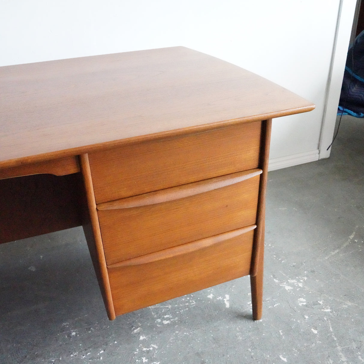 Vintage Danish Executive Teak Desk with Bookshelf for Sigurd Hansen by Svend A. Madsen