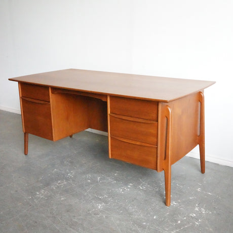 Vintage Danish Executive Teak Desk with Bookshelf for Sigurd Hansen by Svend A. Madsen