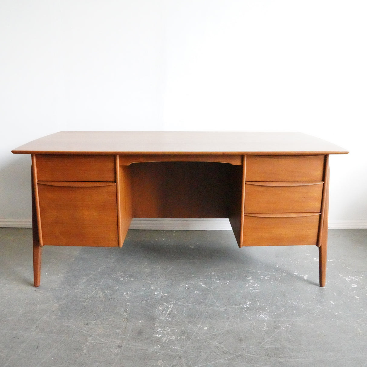 Vintage Danish Executive Teak Desk with Bookshelf for Sigurd Hansen by Svend A. Madsen