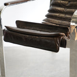 Arhaus Harlow Mid Century Chrome & Leather Arm Chairs