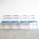 Vintage Set of Four Gio Ponti Superleggera Chrome Dining Chairs