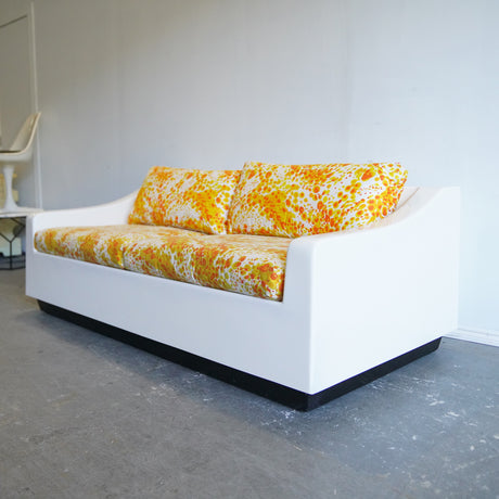 Vintage Modernist Ed Frank for Moretti White Fully Fiberglass Sofa (Reupholstery Available)
