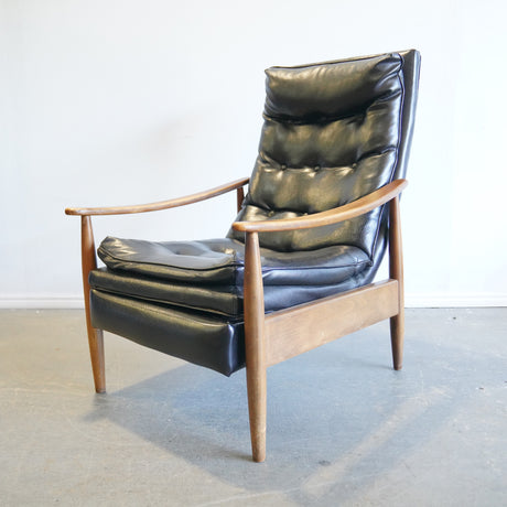 Vintage Milo Baughman Mid Century Modern Black Recliner lounge chair