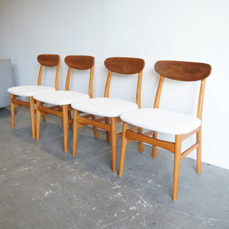 Set of 4 Danish Chairs in Teak and Boucle fabric from Farstrup, 1960