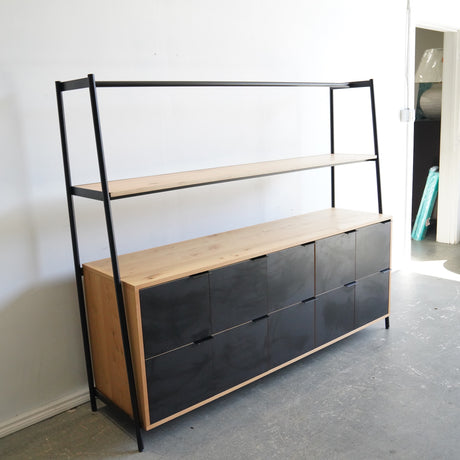 Custom Solid wood Book Shelf 10 storage Drawer