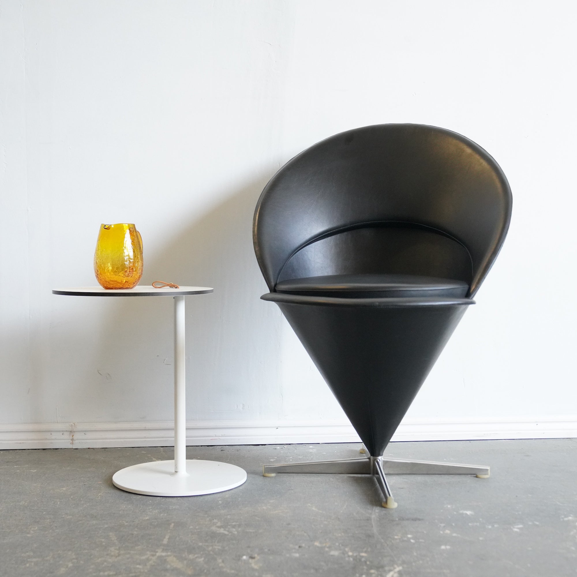 Authentic Vitra Verner Panton Cone leather chair