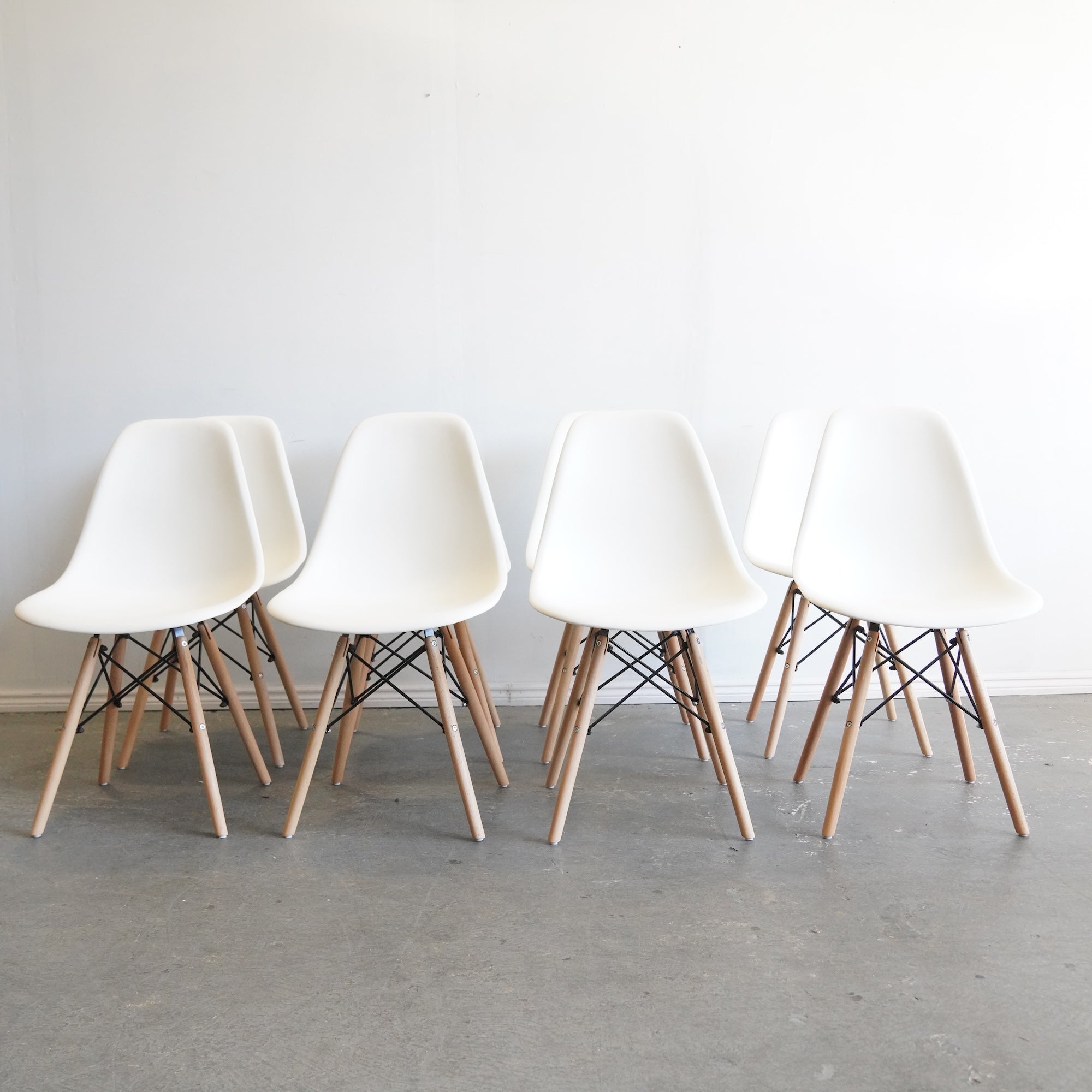 Authentic Herman Miller set of 8 Eames plastic molded chairs
