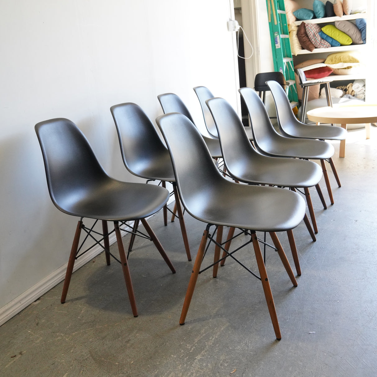 Authentic Herman Miller set of 8 Eames plastic molded chairs