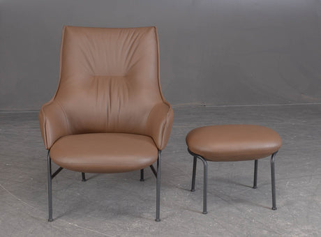 Nichetto studio for Wendelbo Aloe Lounge chair in leather with ottoman
