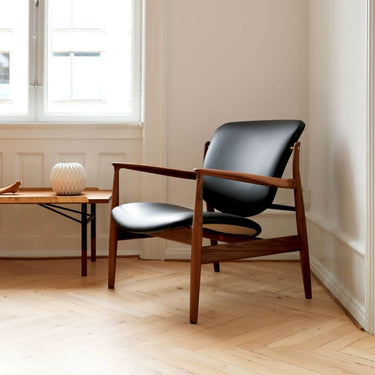Authentic! Finn Juhl FJ 136 “France Chair” in Walnut and Leather