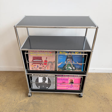 USM Haller 1X3 Record Storage on Wheel - Graphite Black
