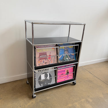 USM Haller 1X3 Record Storage on Wheel - Graphite Black