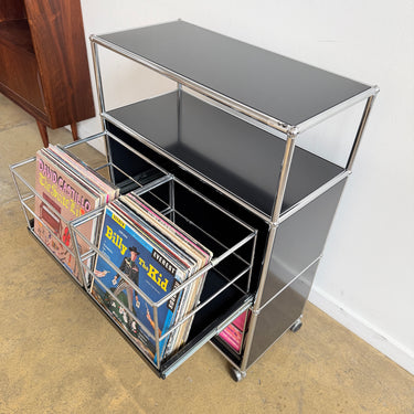 USM Haller 1X3 Record Storage on Wheel - Graphite Black