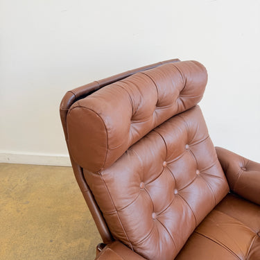Vintage Swedish High back Tufted Leather Lounge Chair