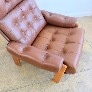 Vintage Swedish High back Tufted Leather Lounge Chair
