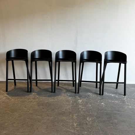 e15 OTHER Wood set of 5 Bar stools by Stefan Diez