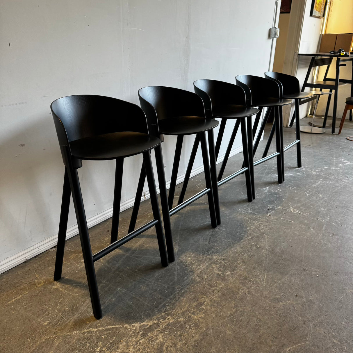 e15 OTHER Wood set of 5 Bar stools by Stefan Diez