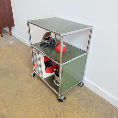 USM Haller Compact Record Storage on Casters - Olive Green