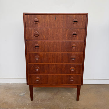Danish Modern Teak tallboy dresser with six drawers