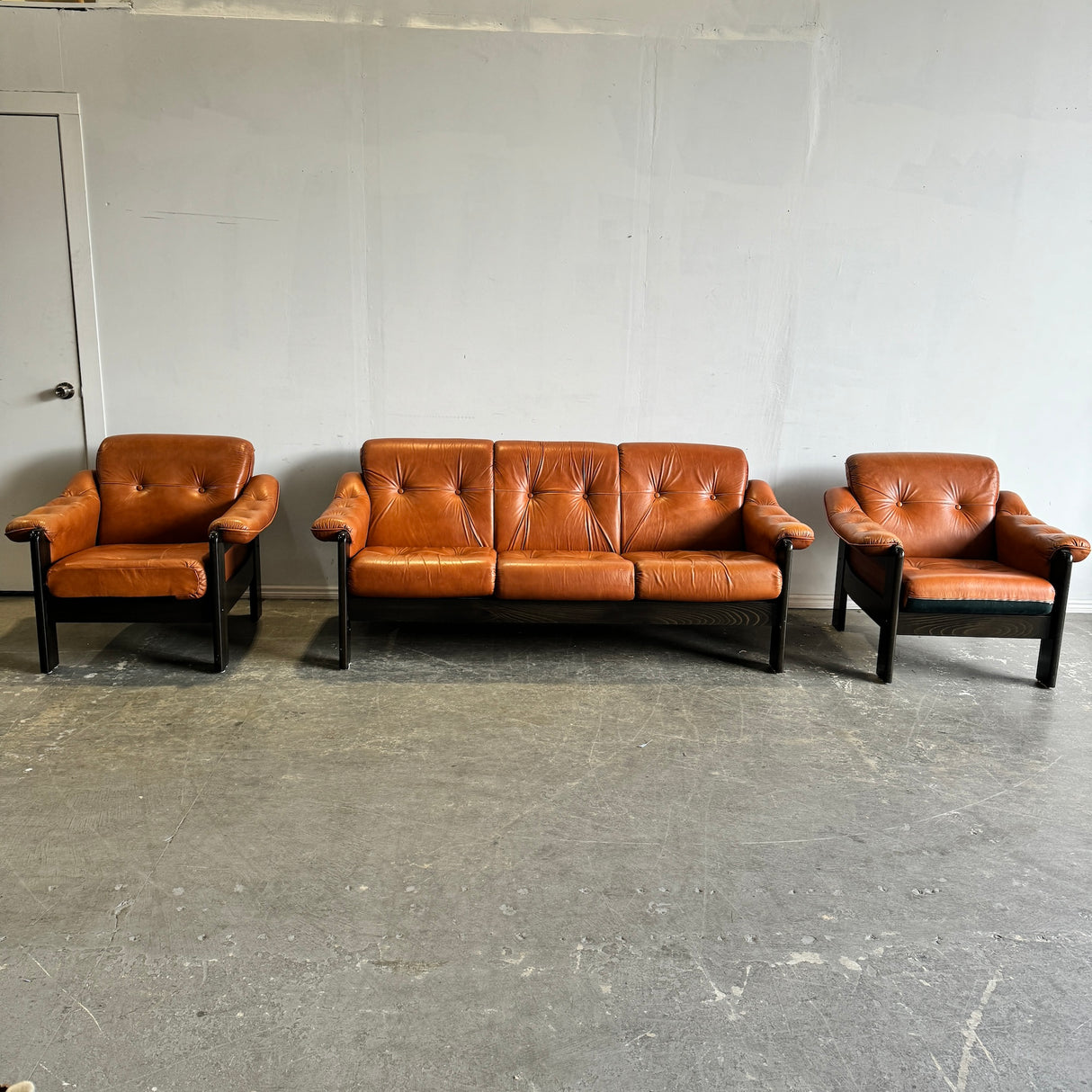 Vintage Swedish Sofa with two matching lounge chairs