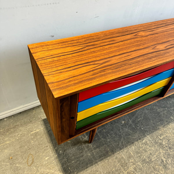 Danish Modern Sideboard in Teak by Bruno Hansen with Colored Drawers