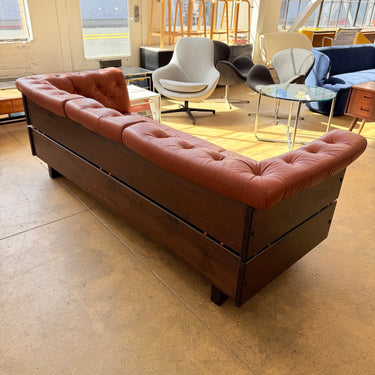 Vintage Norway Jan Erik Lindgren Leather & Stain Pine Wood Sofa for Ekornes