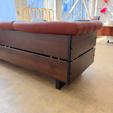 Vintage Norway Jan Erik Lindgren Leather & Stain Pine Wood Sofa for Ekornes