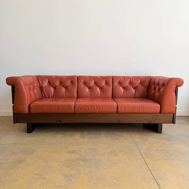 Vintage Norway Jan Erik Lindgren Leather & Stain Pine Wood Sofa for Ekornes