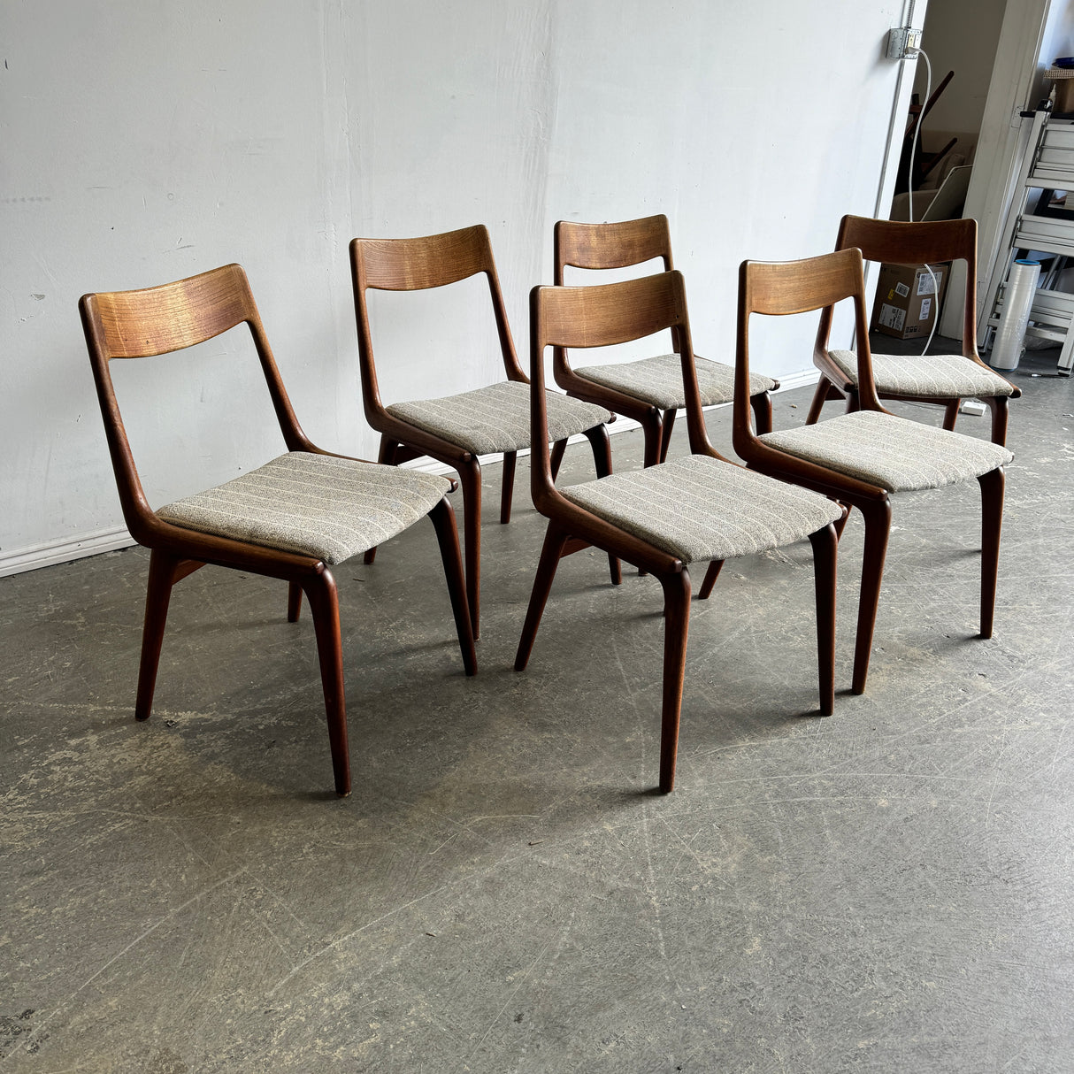 Danish Modern set of 6 "Boomerang" chairs by Alfred Christensen for Slagelse