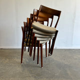 Danish Modern Set of 6 Niels O. Møller Rosewood cord Model 77 Dining chairs