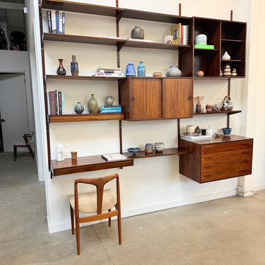 Danish Modern Kai Kristiansen Rosewood FM Reolsystem 3-Bay Wall Unit with Desk