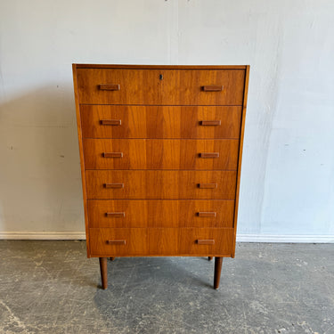 Danish Modern Teak 6-Drawer tallboy Dresser