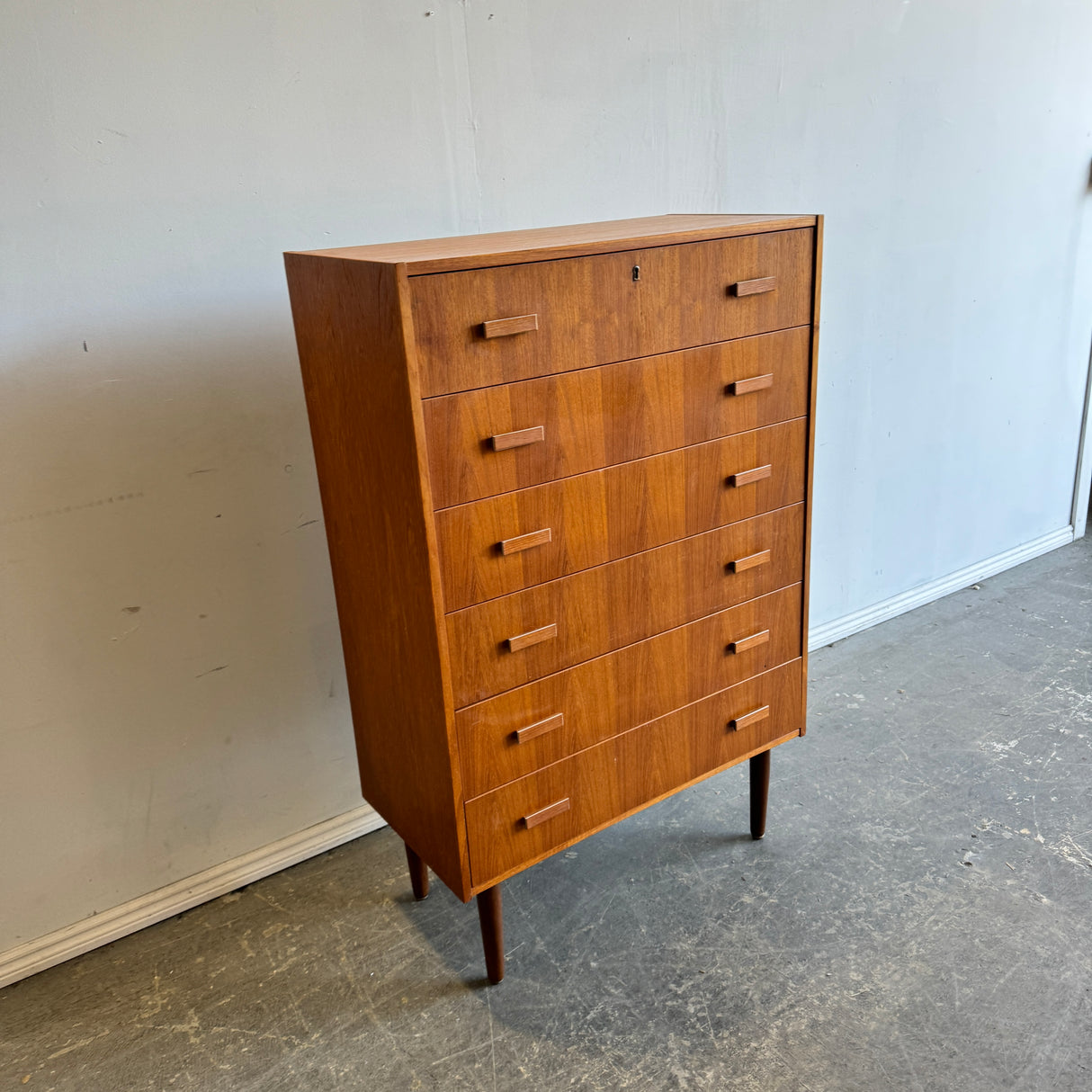 Danish Modern Teak 6-Drawer tallboy Dresser
