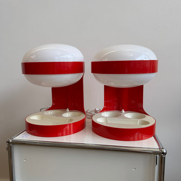 Rare Matching Pair of Joe Colombo Space Age Table Lamps, 1970s
