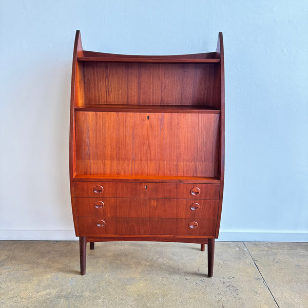 Danish Modern Tall Teak Bar Cabinet