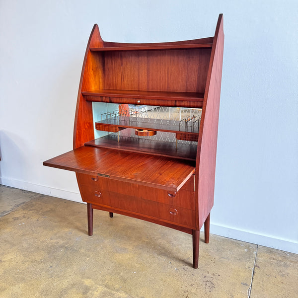 Danish Modern Tall Teak Bar Cabinet