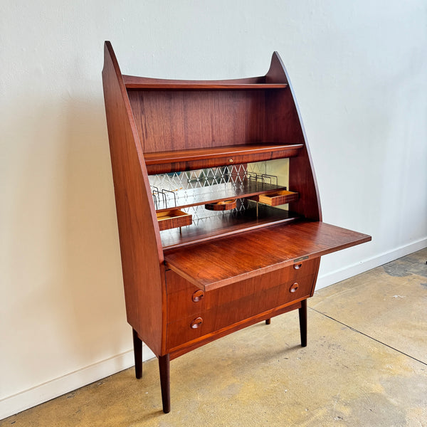 Danish Modern Tall Teak Bar Cabinet