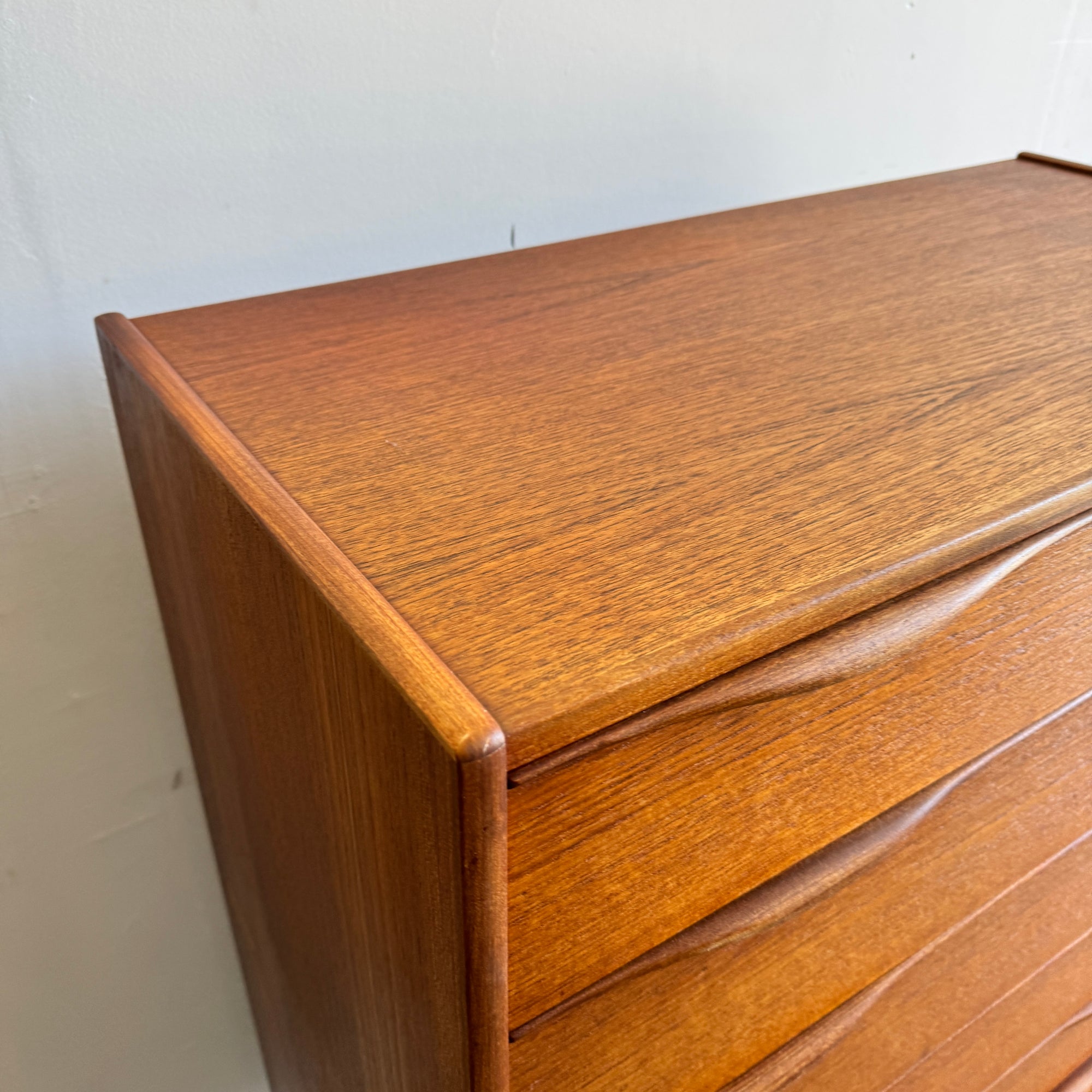 Danish Modern Tall 6 Drawer Teak Tall Dresser