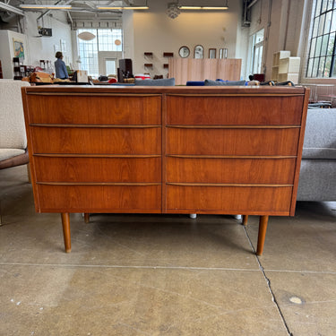 Danish Modern Teak eight drawer Low Dresser